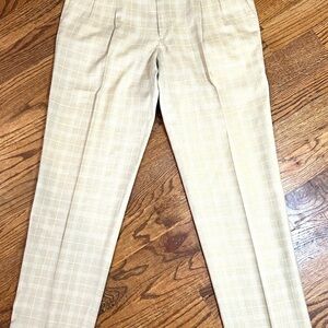 Classic Tan Checkered Men's Dress Pants